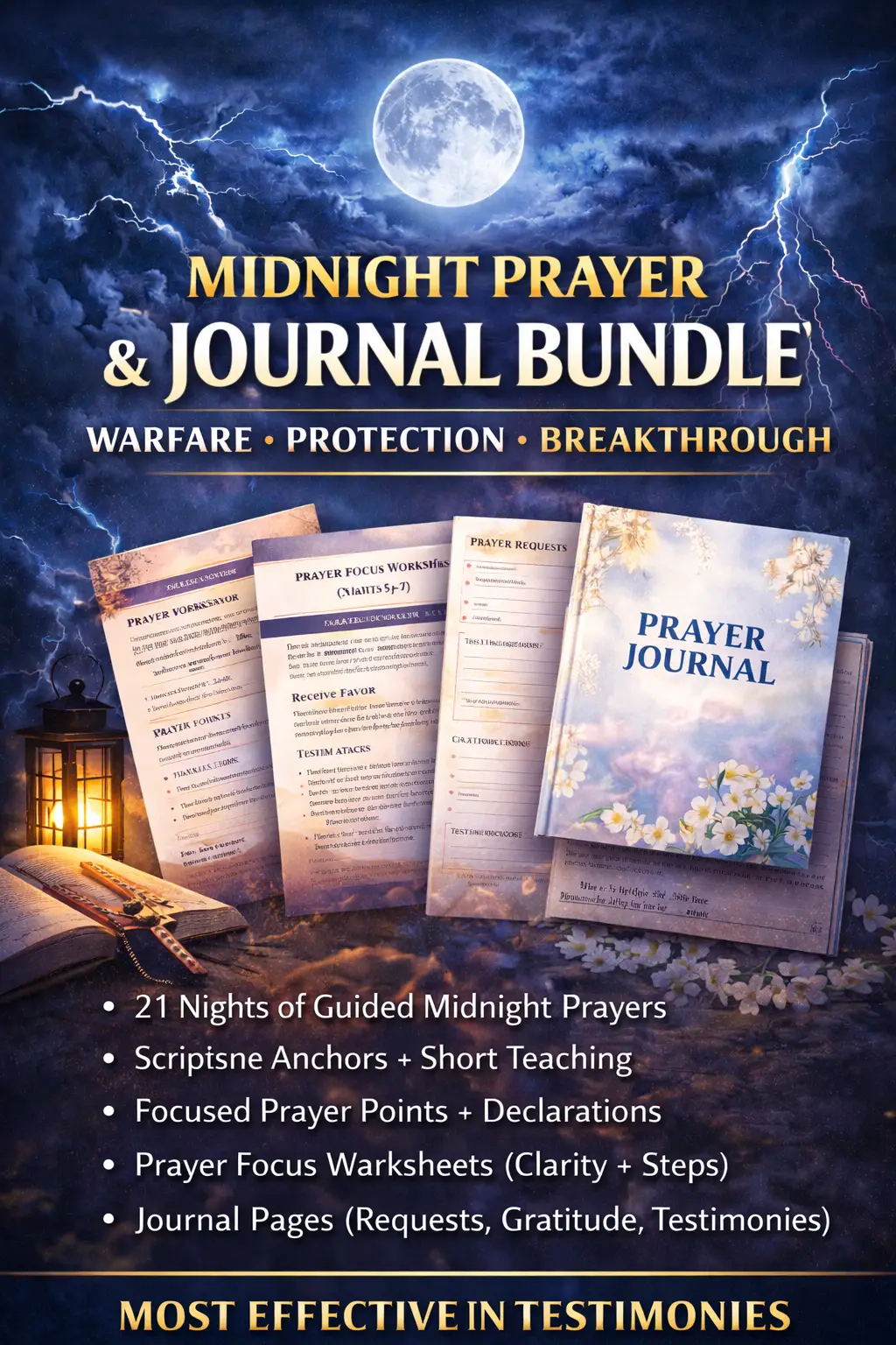 Midnight Prayer Warfare Pack (21 Nights) – PDF Prayer Journal (A4 + US Letter) - Image 2