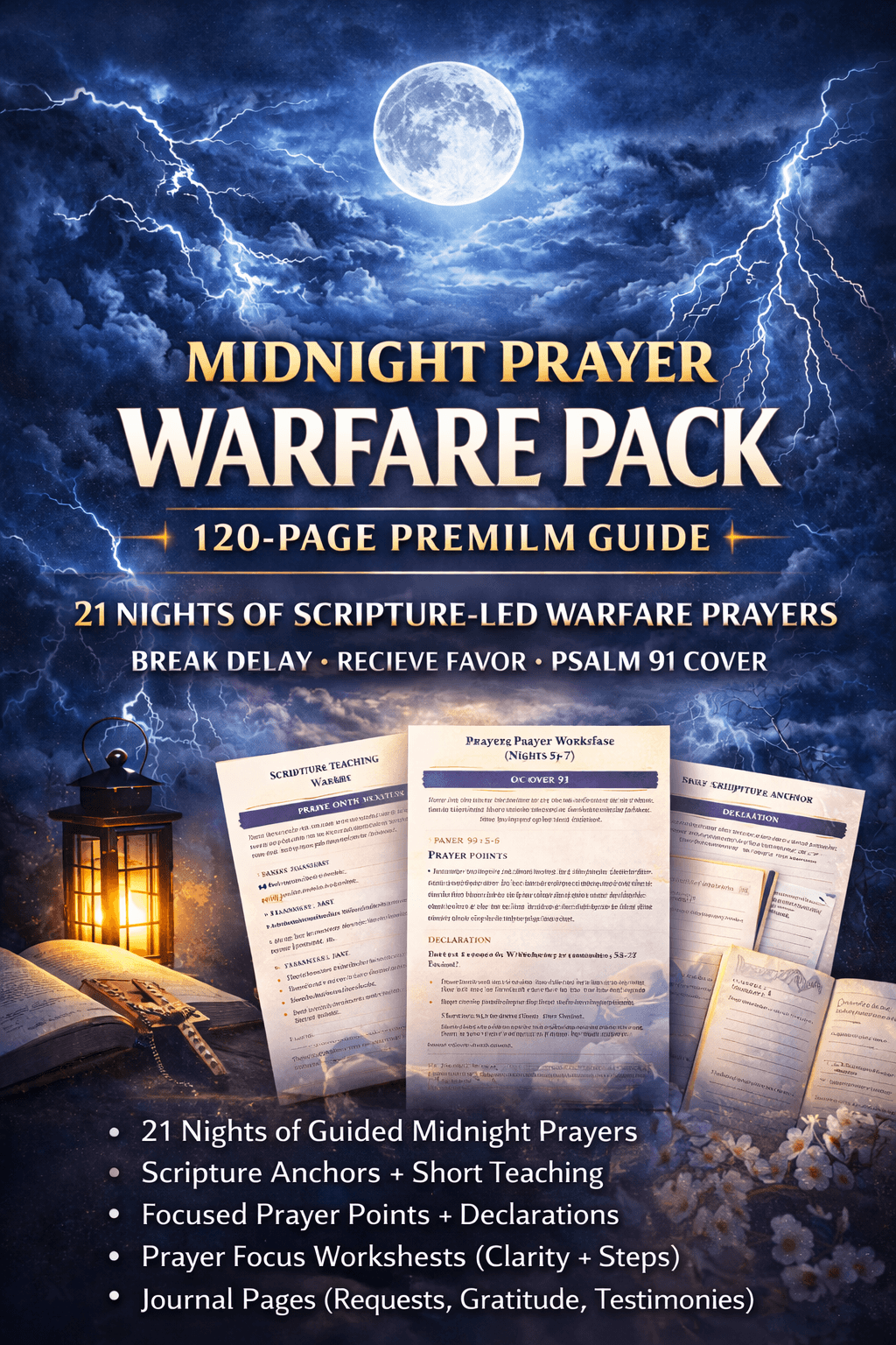 Midnight Prayer Warfare Pack (21 Nights) – PDF Prayer Journal (A4 + US Letter) - Image 3