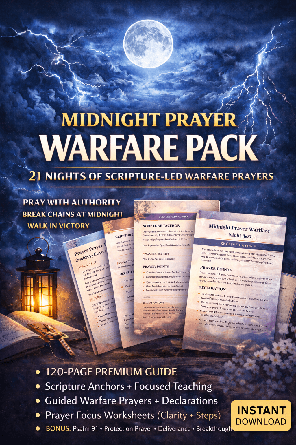Midnight Prayer Warfare Pack (21 Nights) – PDF Prayer Journal (A4 + US Letter) - Image 4