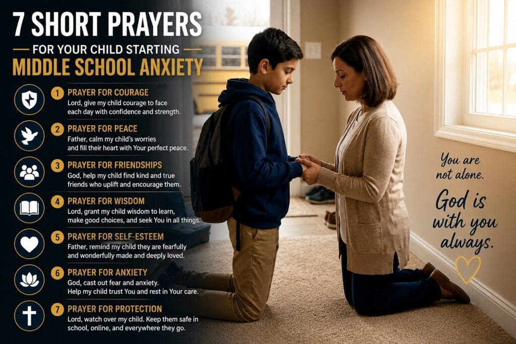 short prayers for child starting middle school anxiety