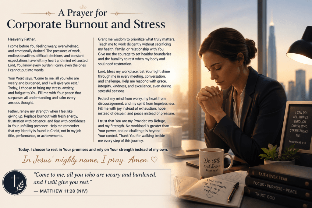 "prayer for corporate burnout and stress