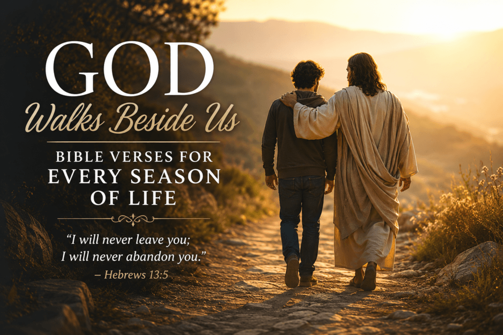God walks beside us Bible verses